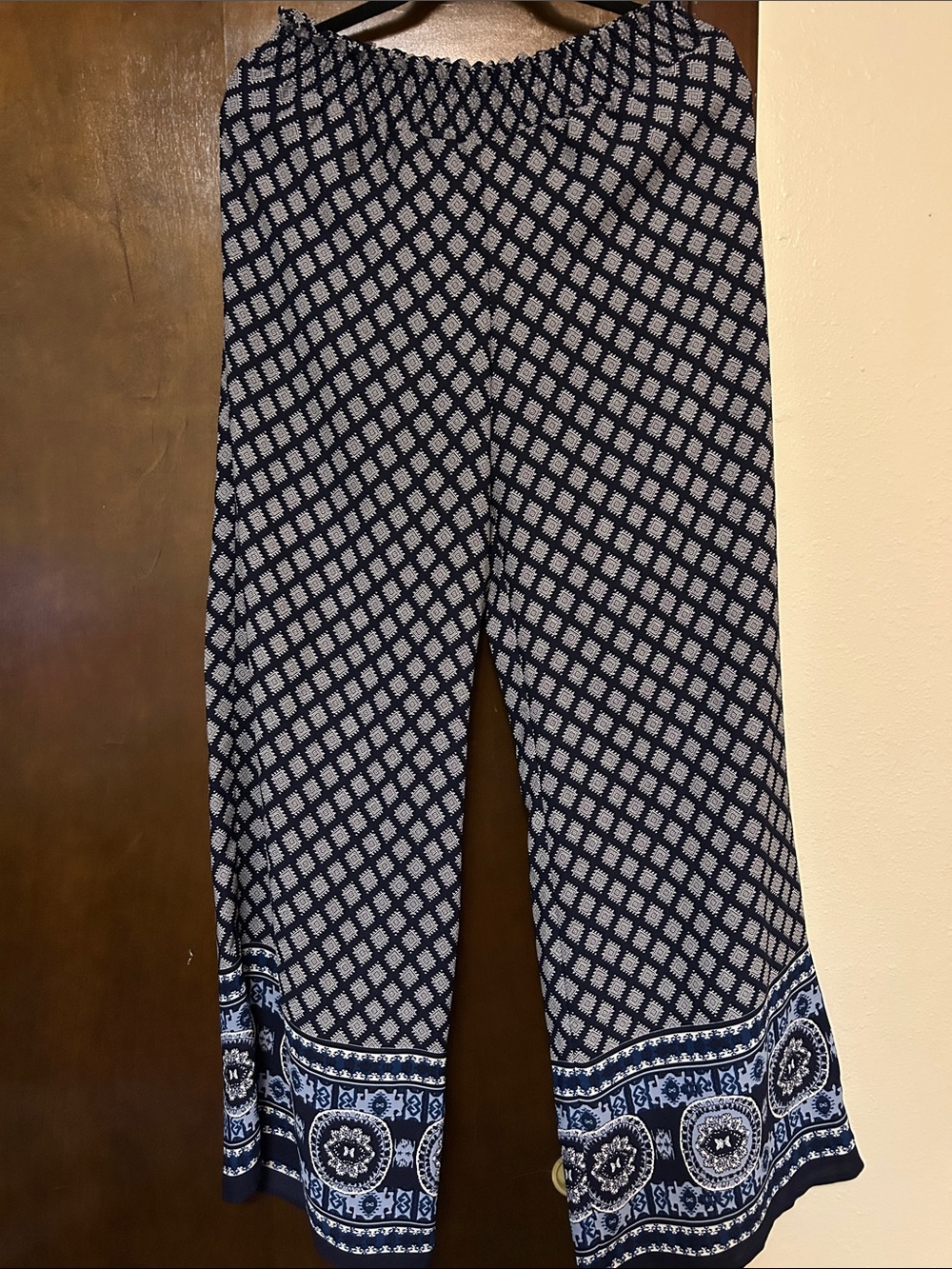 Navy, White, Light Blue Palazzo Pants Sz Large